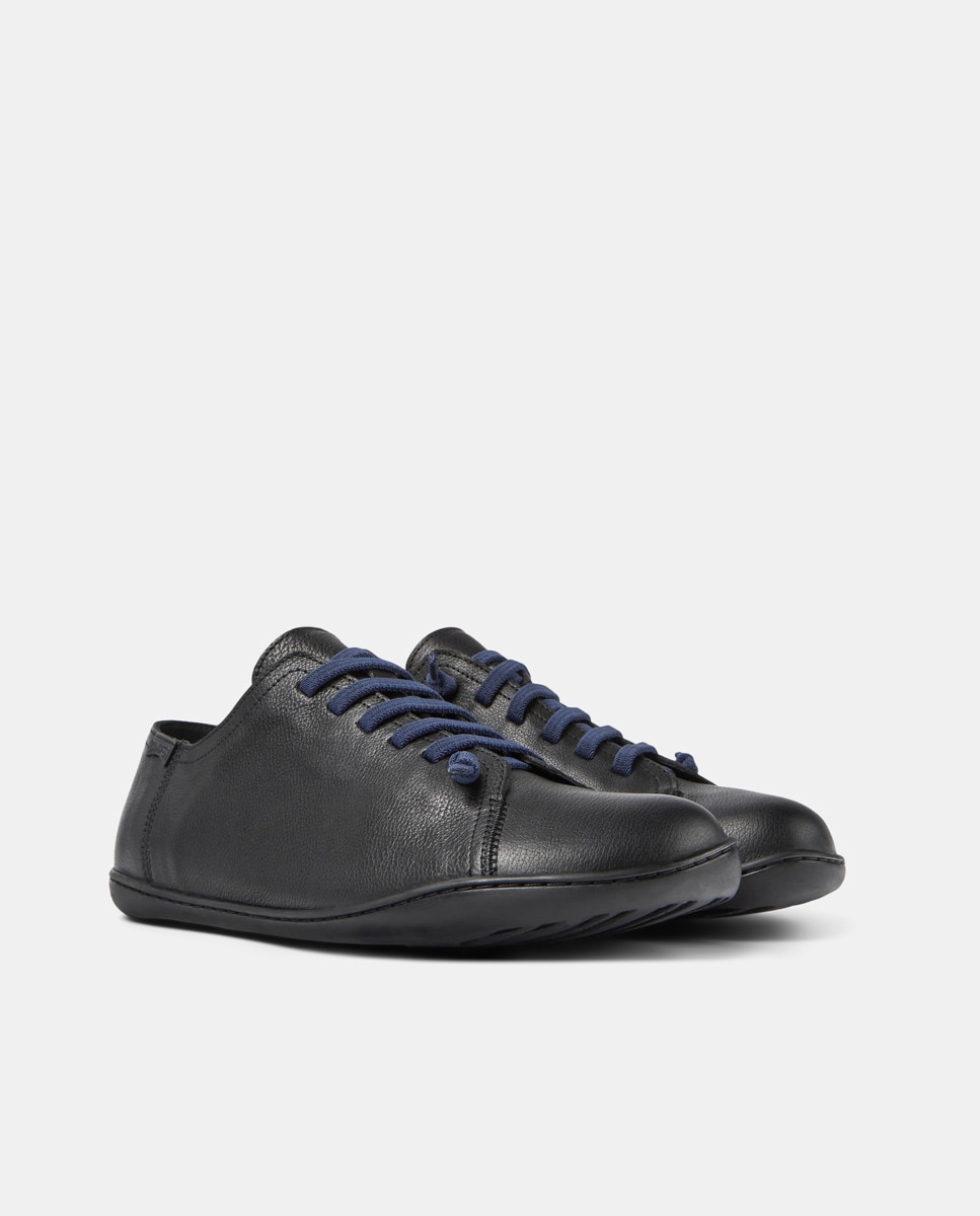 Sapatos de Cordões Peu Cami de Pele Lisos Preto-2