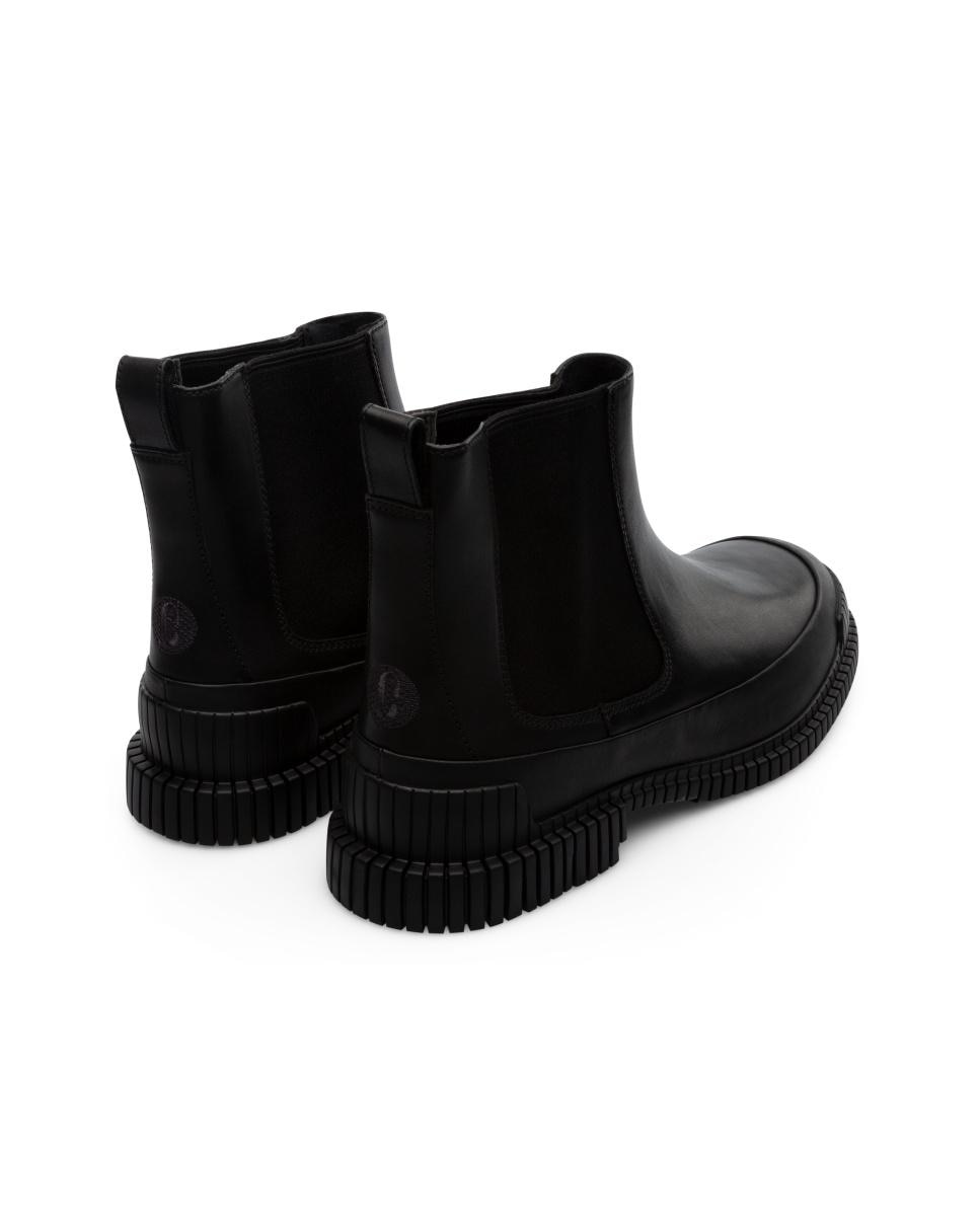 Botas de Pele Pix Lisas com Elásticos Preto-4