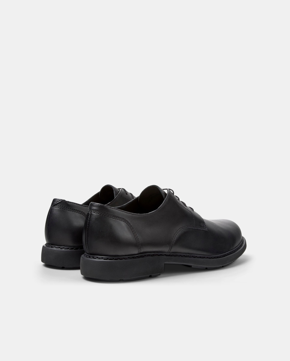 Sapatos de Cordões em Pele Liso Preto-4