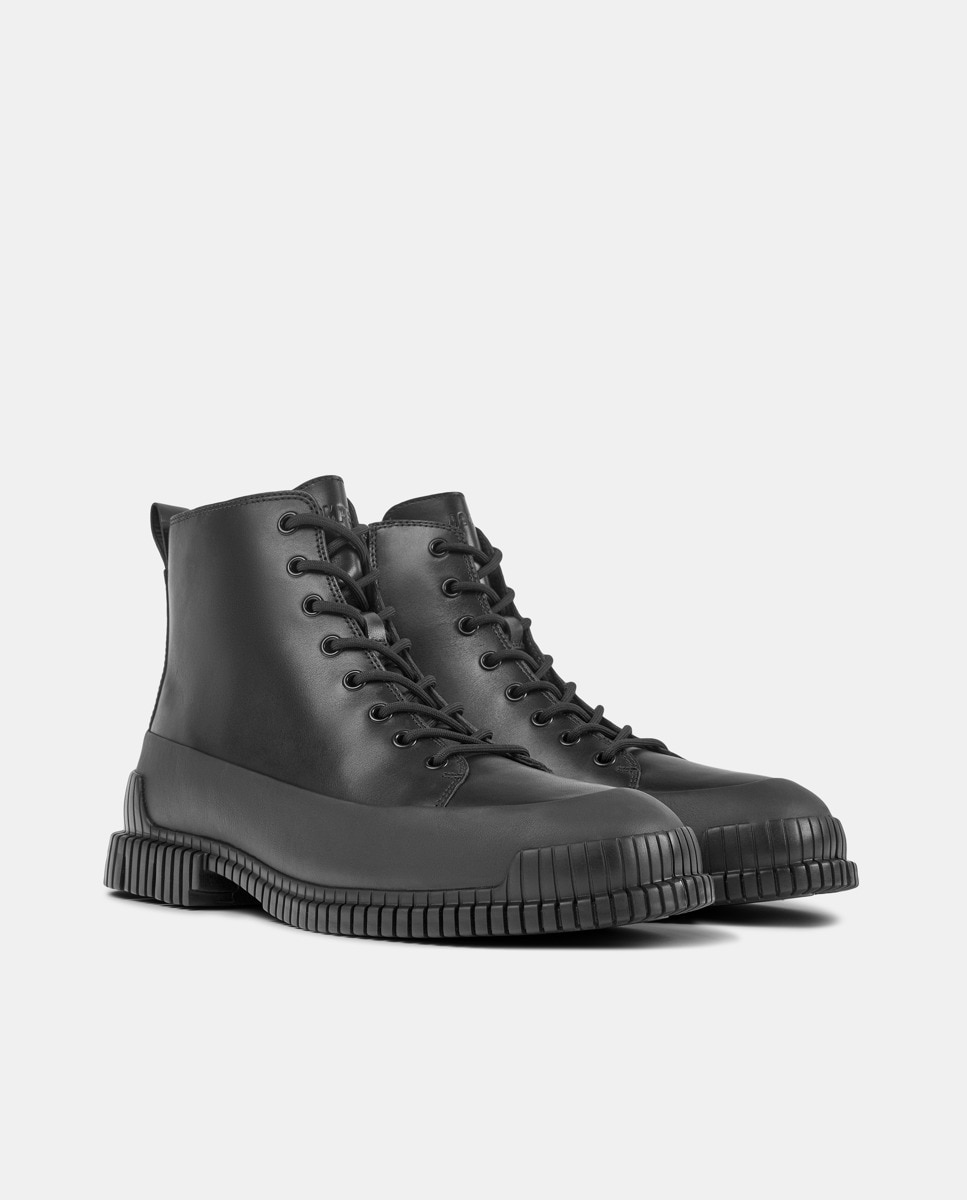 Botas Pix de Pele Lisas com Atacadores Preto-2