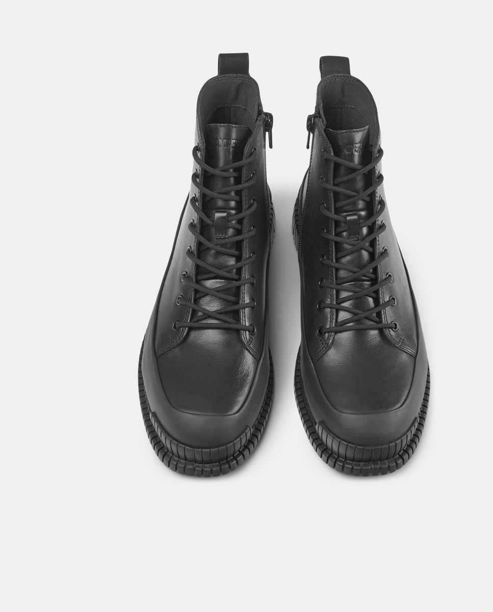 Botins Pix de Pele com Cordões Preto-3