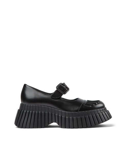 Imagem 0 de Sapatos de Presilha em Pele com Plataforma - Preto