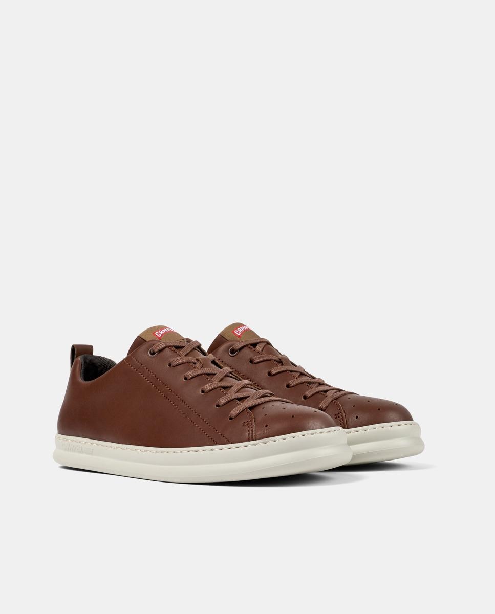 Sapatilhas de Pele Runner Four com Atacadores Castanho-2