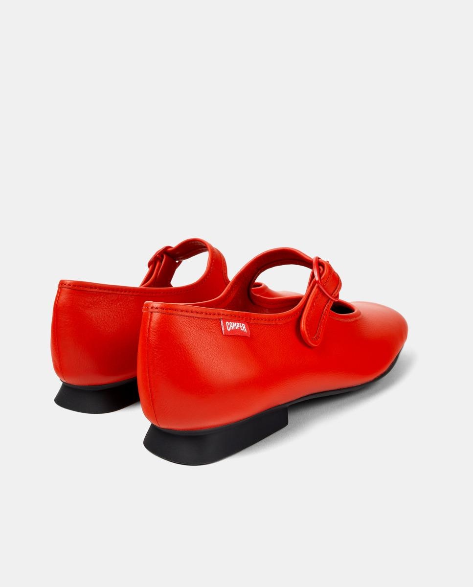 Bailarinas Casi Myra em Pele com Fivela Vermelho-4