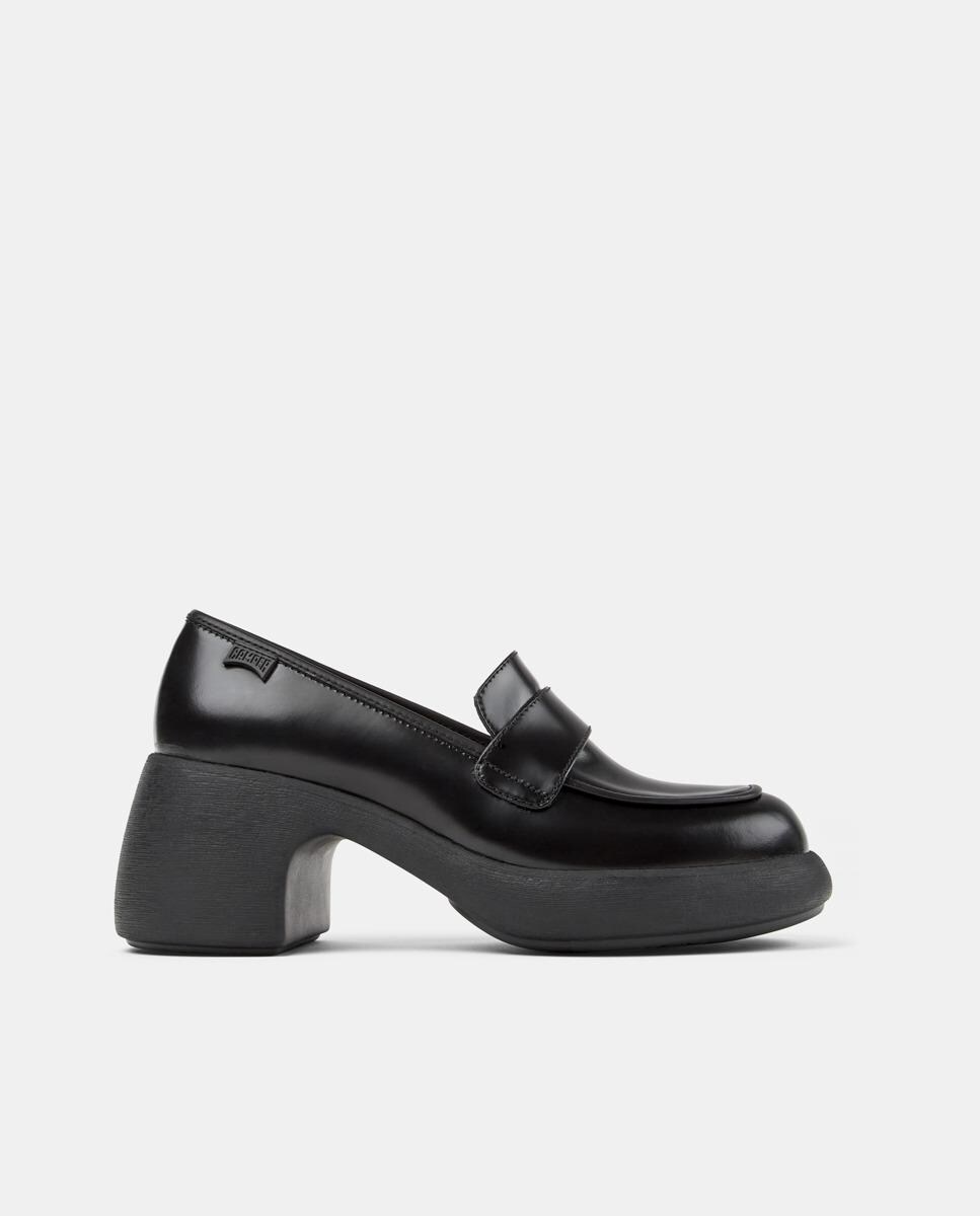 Mocassins Thelma Ii de Pele com Salto Preto-1