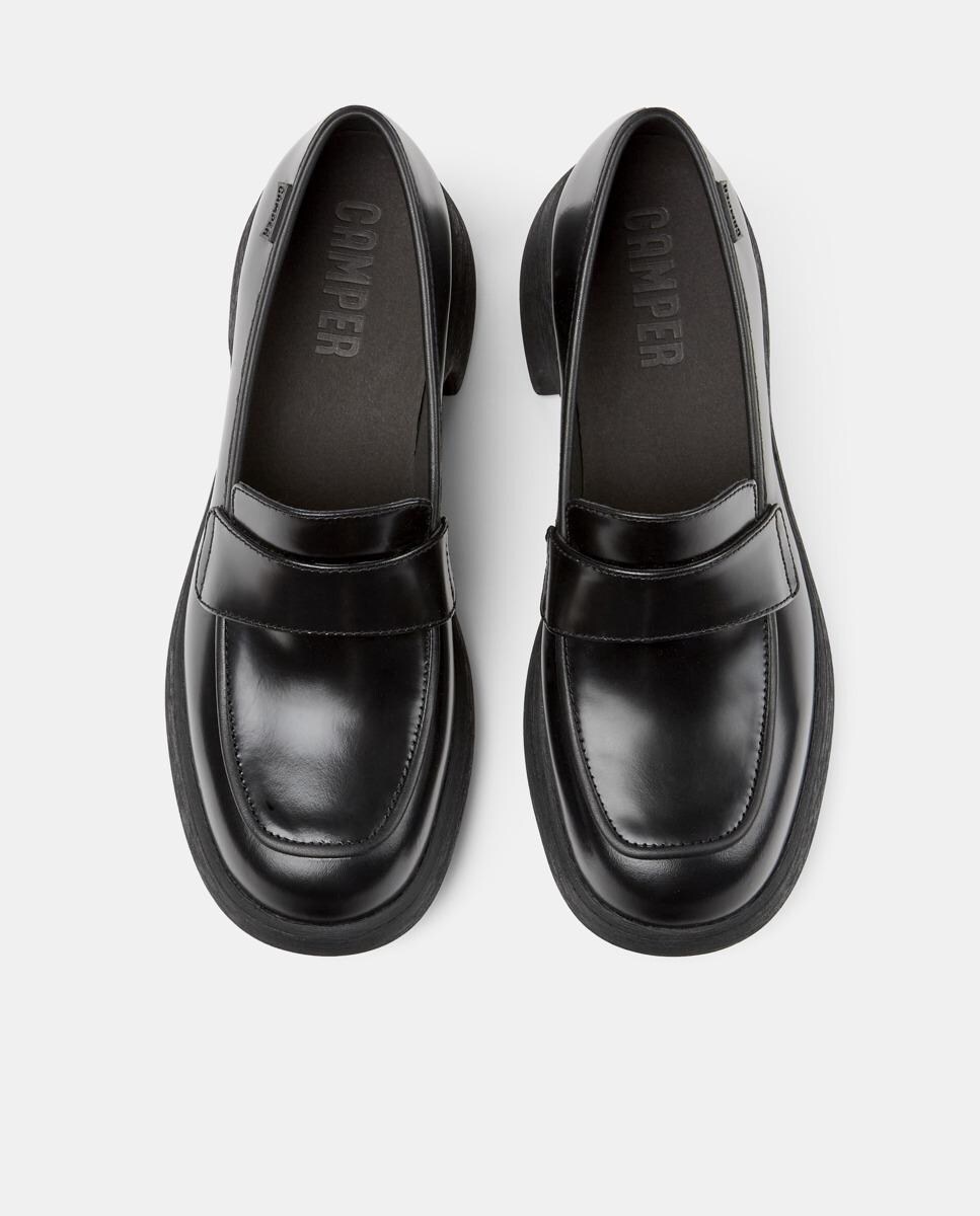 Mocassins Thelma Ii de Pele com Salto Preto-3