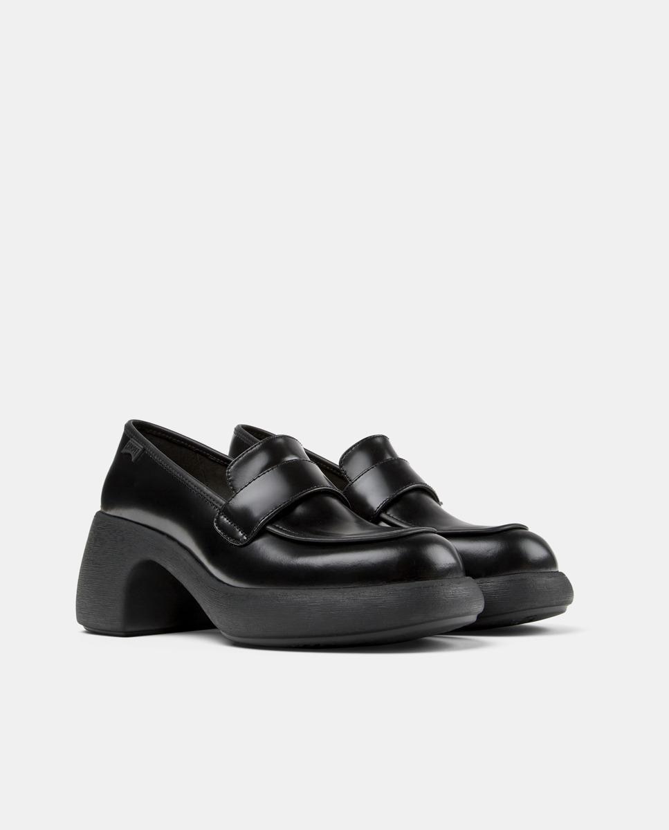Mocassins Thelma Ii de Pele com Salto Preto-2