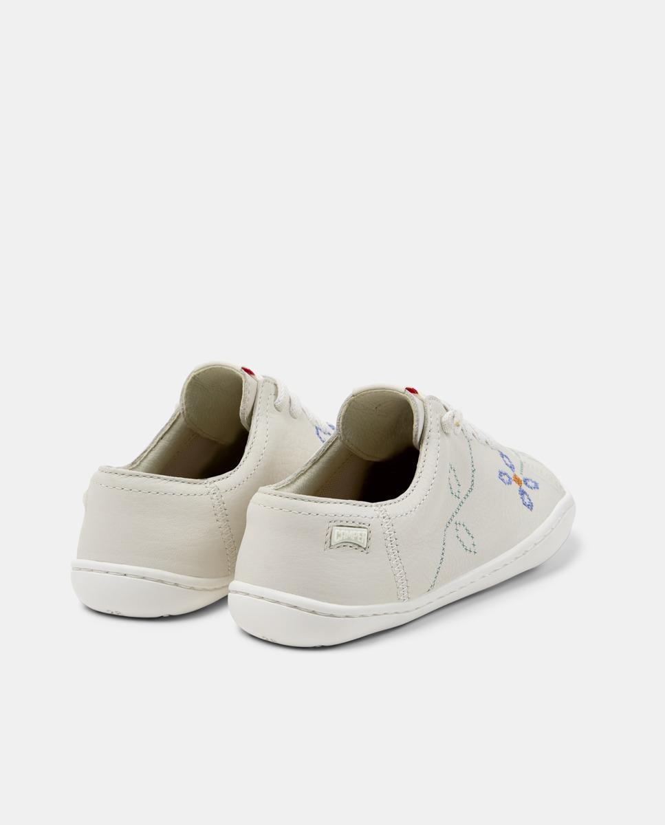 Sapatilhas de Pele Peu Cami com Detalhes Assimétricos Branco-3