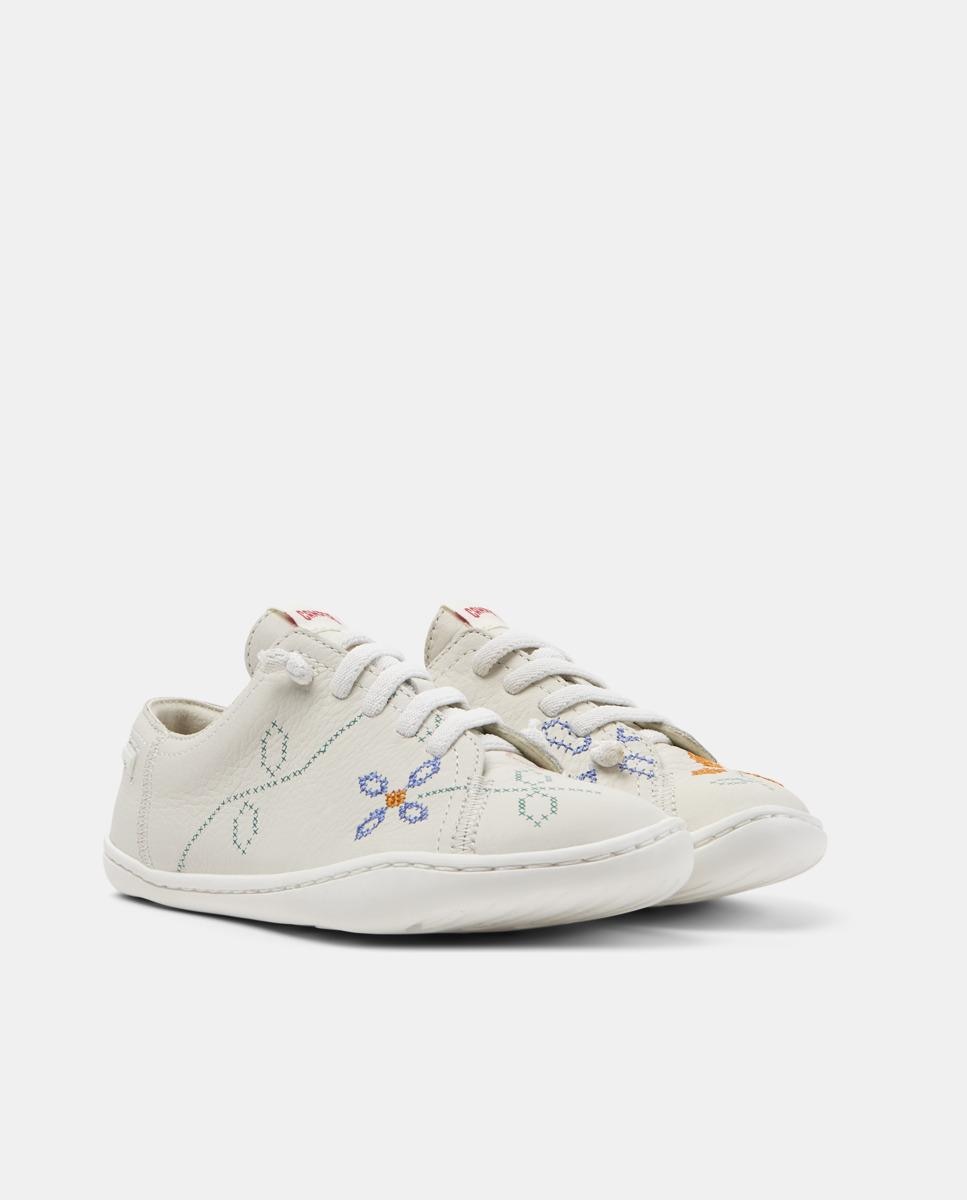 Sapatilhas de Pele Peu Cami com Detalhes Assimétricos Branco-5