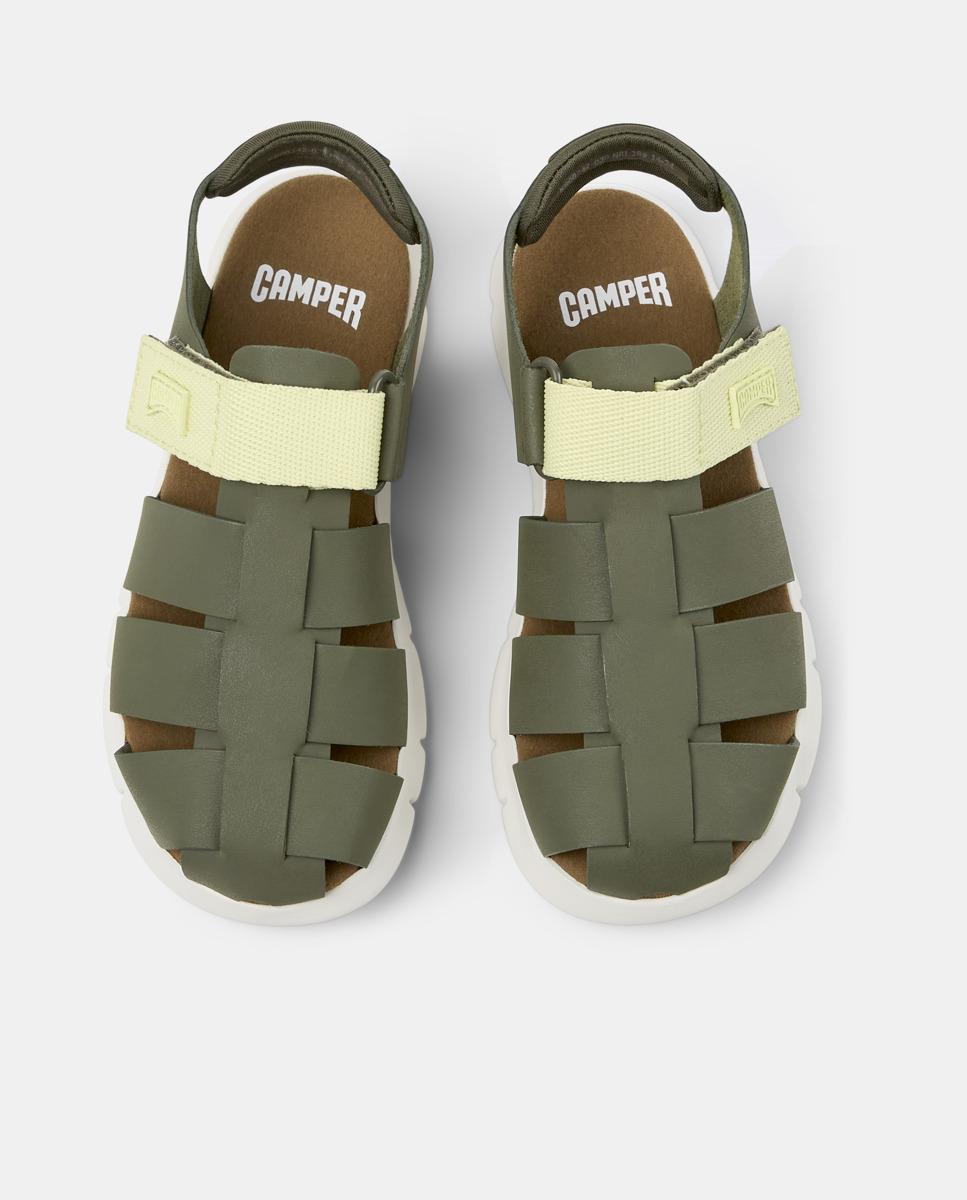 Sandálias Infantil Oruga com Velcro Verde Azeitona-2