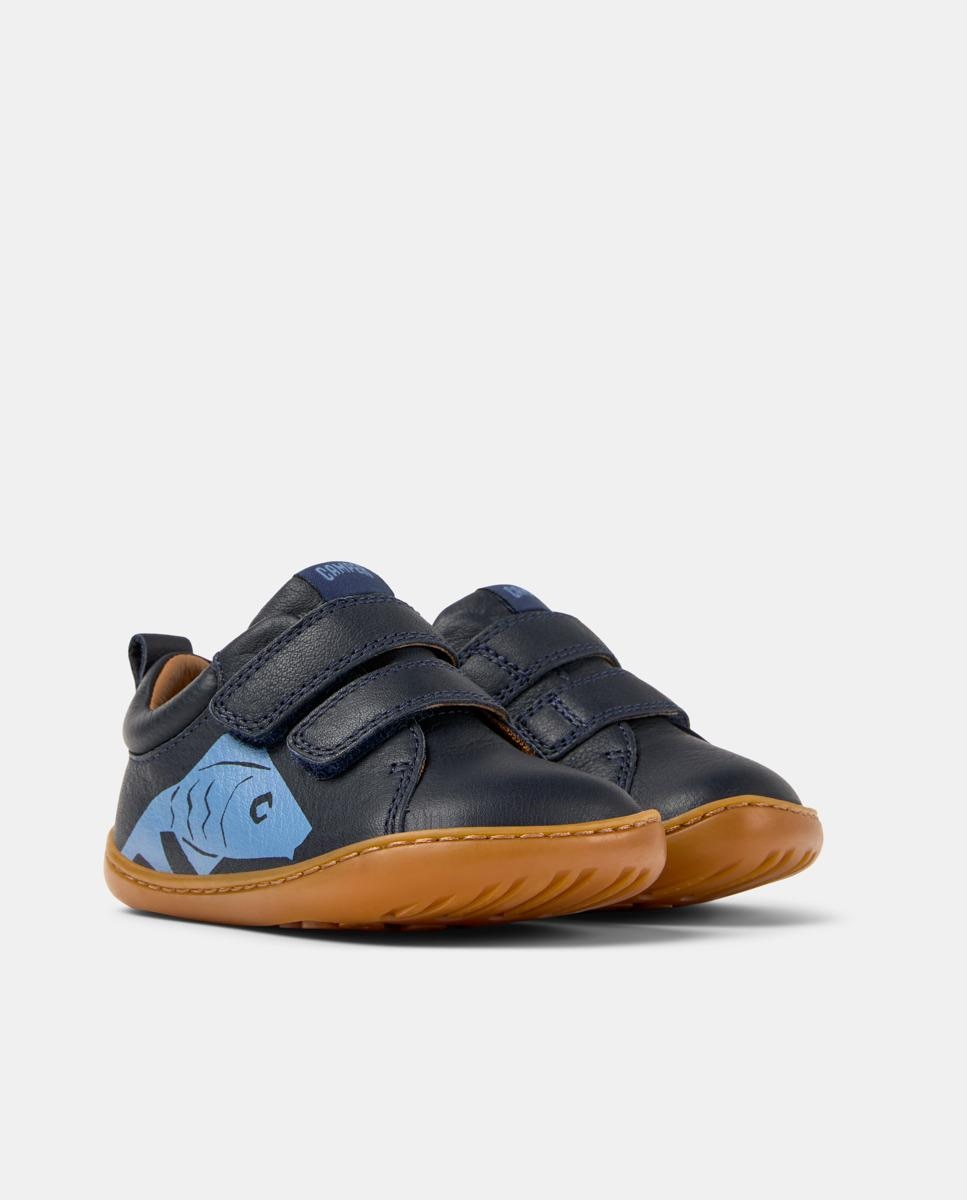 Sapatilhas de Pele Peu Cami Twins com Velcro Camper Azul-5