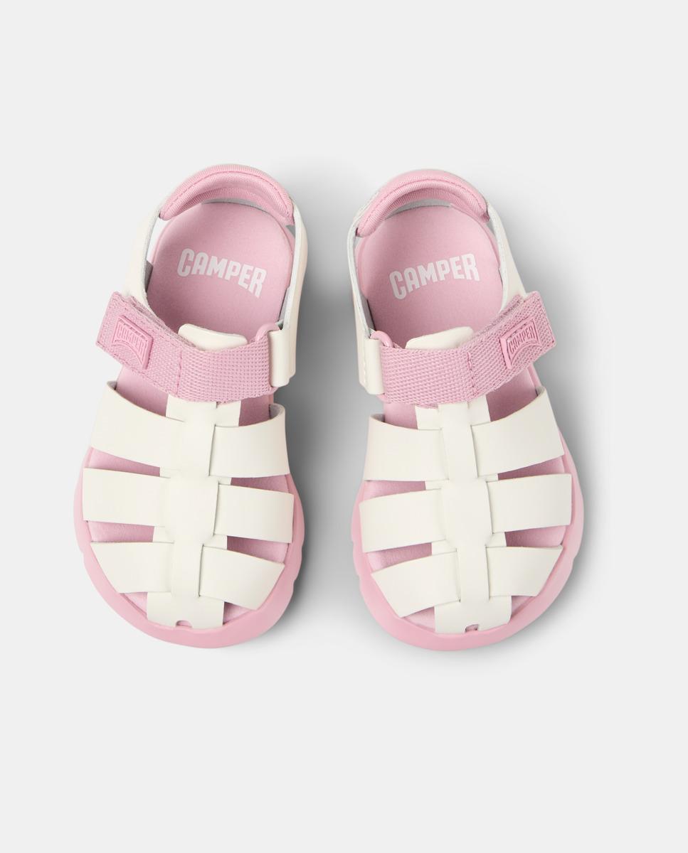 Sandálias Infantil Oruga Sandal com Velcro Camper Bege/Rosa-2