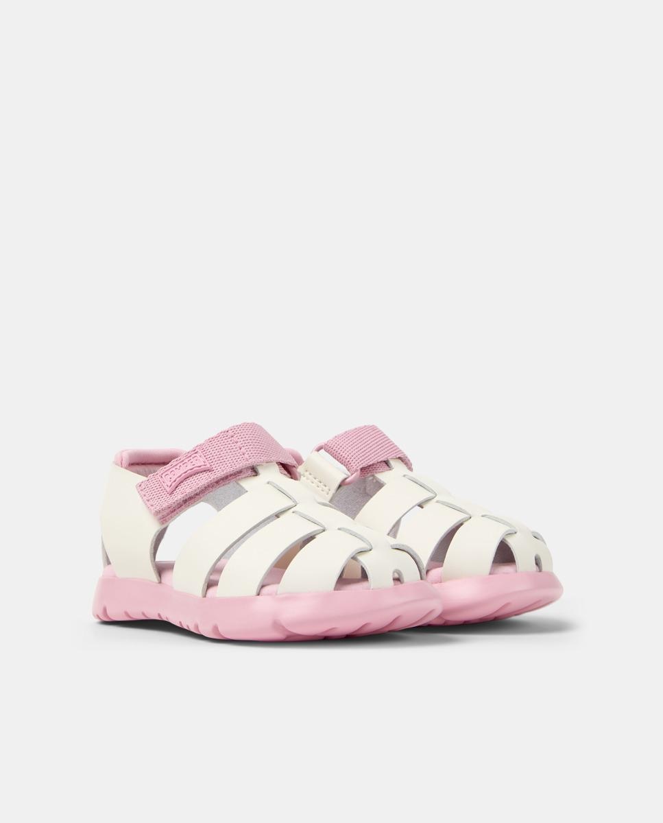 Sandálias Infantil Oruga Sandal com Velcro Camper Bege/Rosa-5