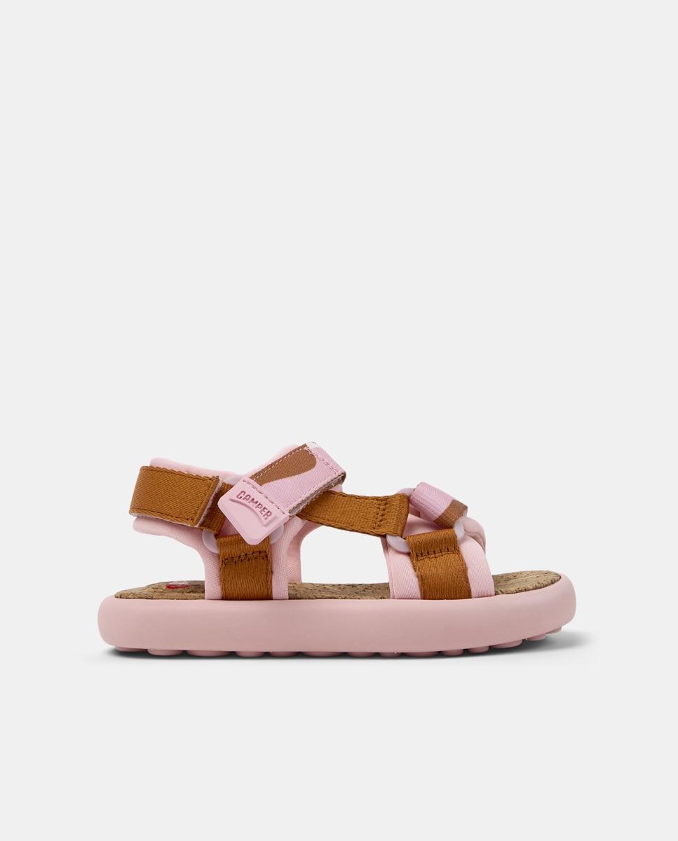 Sandálias Abertas Infantil Pelotas Flota Sandal com Sola de Origem Natural Camper Rosa/Chocolate-1