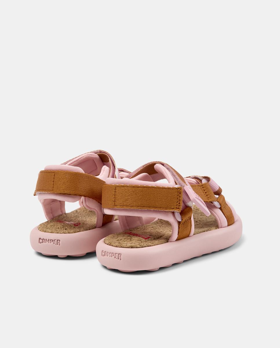 Sandálias Abertas Infantil Pelotas Flota Sandal com Sola de Origem Natural Camper Rosa/Chocolate-3
