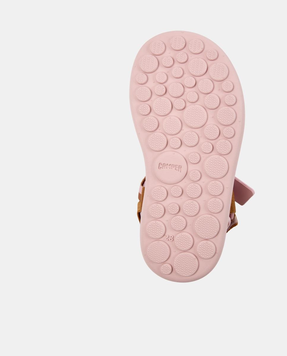 Sandálias Abertas Infantil Pelotas Flota Sandal com Sola de Origem Natural Camper Rosa/Chocolate-4