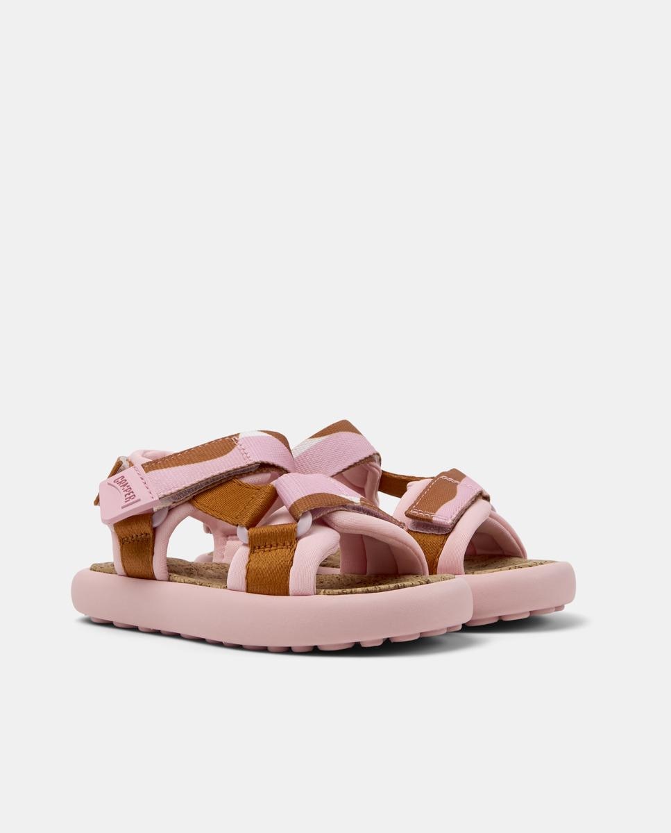 Sandálias Abertas Infantil Pelotas Flota Sandal com Sola de Origem Natural Camper Rosa/Chocolate-5