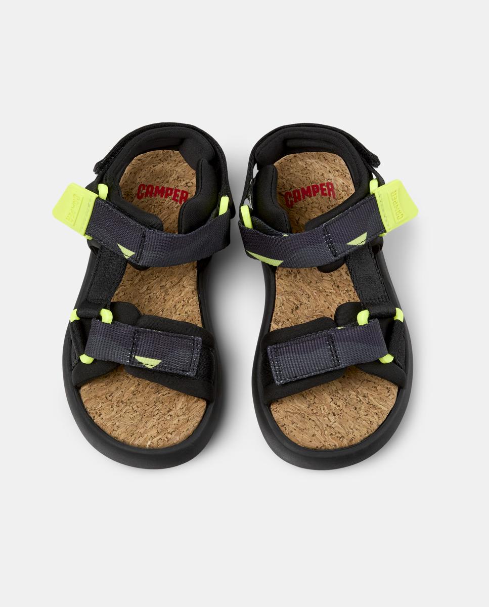 Sandálias Infantil Pelotas Flota com Velcro Preto / Amarelo-flúor-2