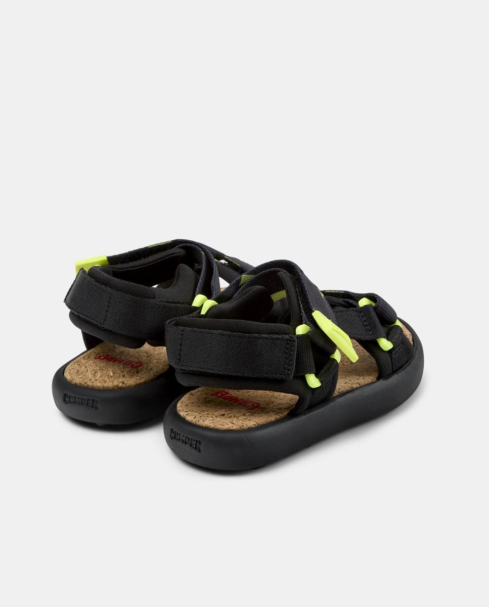 Sandálias Infantil Pelotas Flota com Velcro Preto / Amarelo-flúor-3