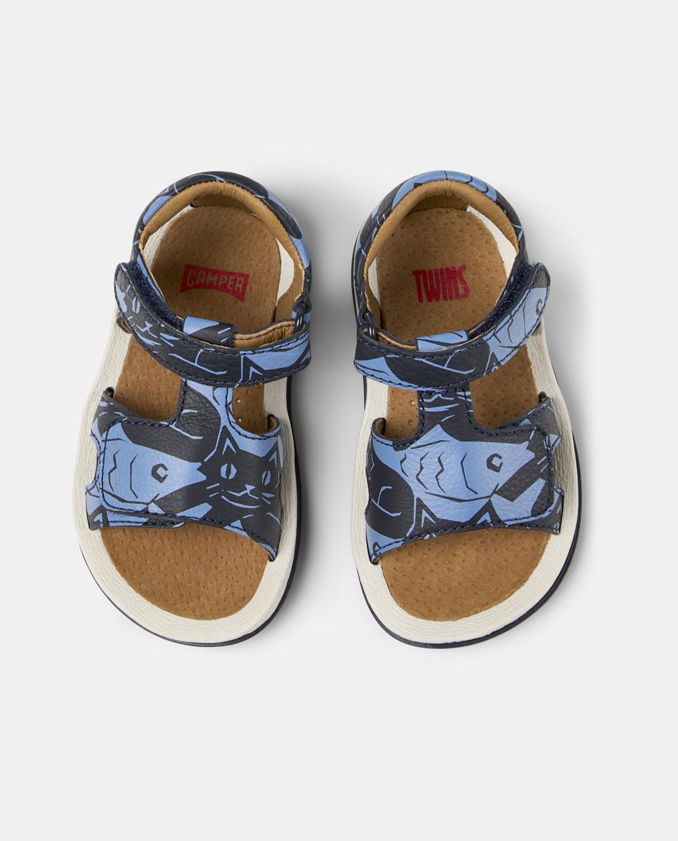 Sandálias Infantil Bicho Twins com Velcro Azul / Preto-2