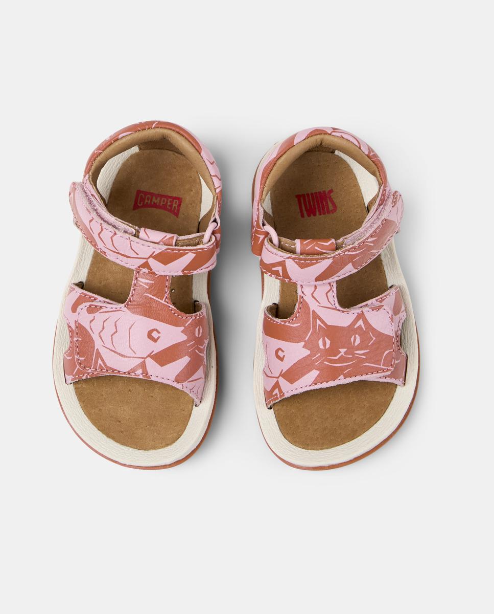 Sandálias Abertas Infantil Bicho Ajustáveis com Plataforma Ergonómica Camper Rosa-2
