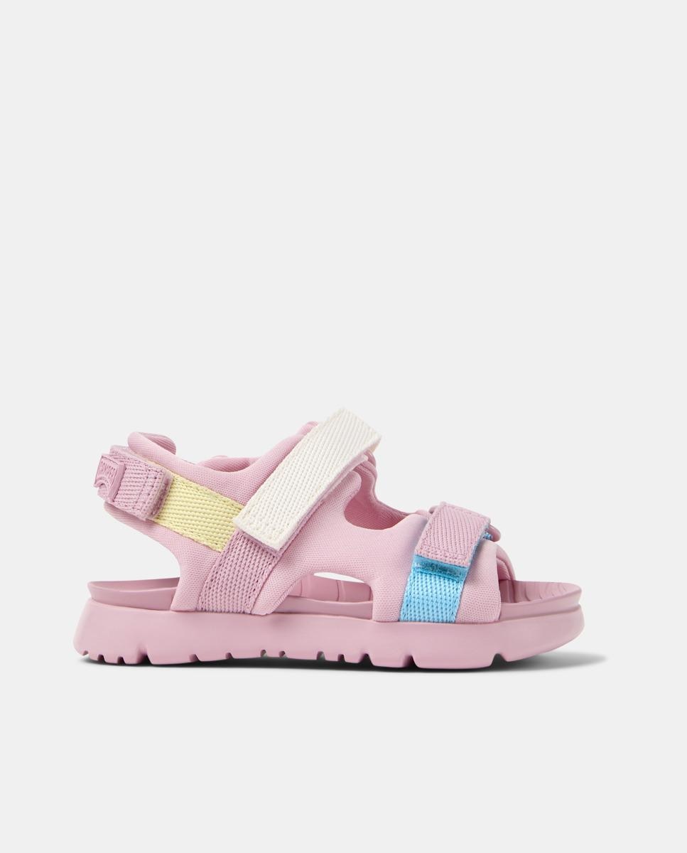 Sandálias Abertas Infantil Oruga Sandal com Detalhes Assimétricos Camper Rosa-1