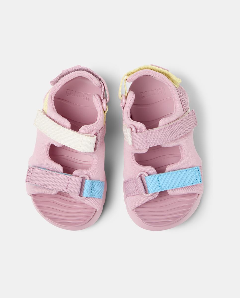 Sandálias Abertas Infantil Oruga Sandal com Detalhes Assimétricos Camper Rosa-2