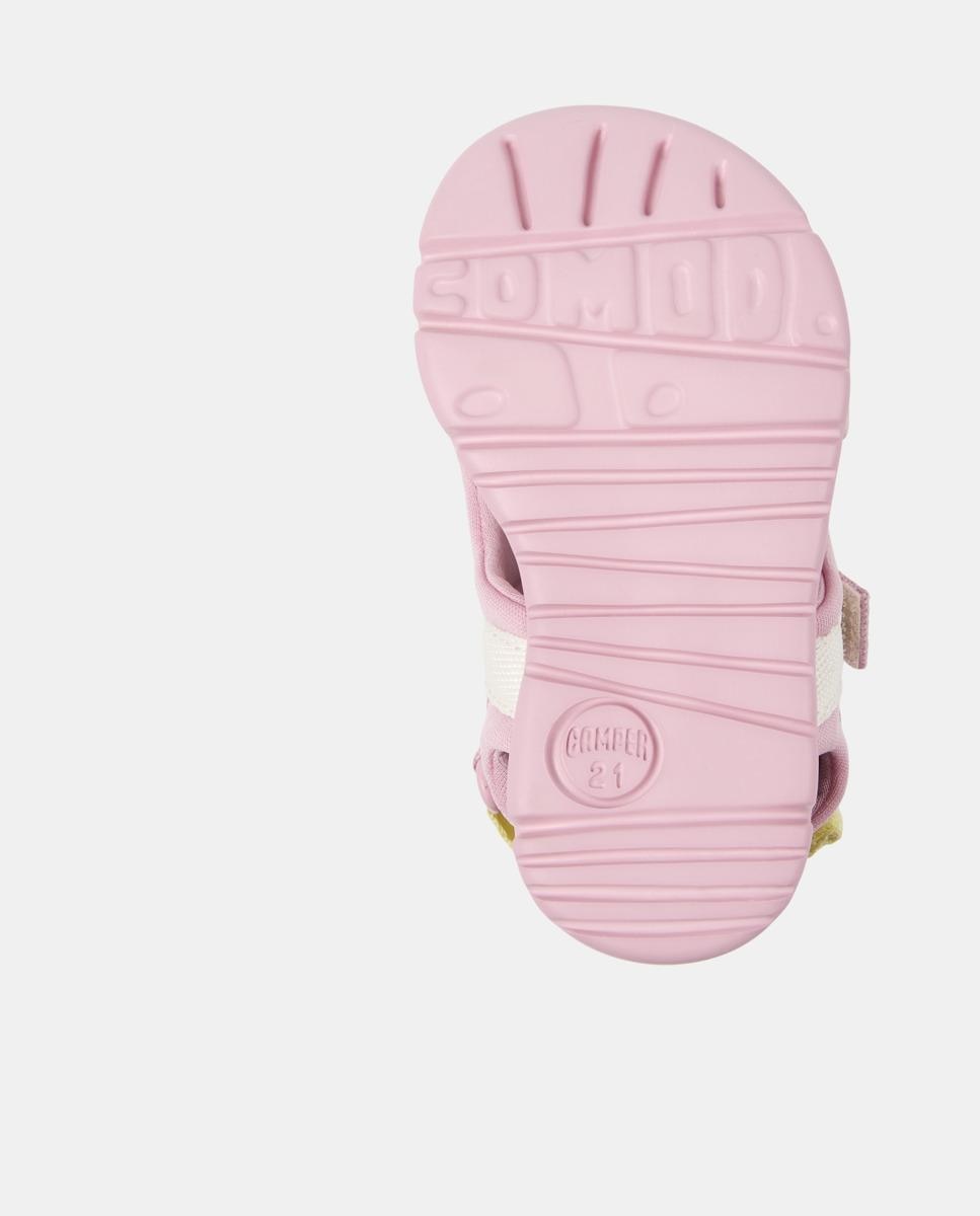 Sandálias Abertas Infantil Oruga Sandal com Detalhes Assimétricos Camper Rosa-4