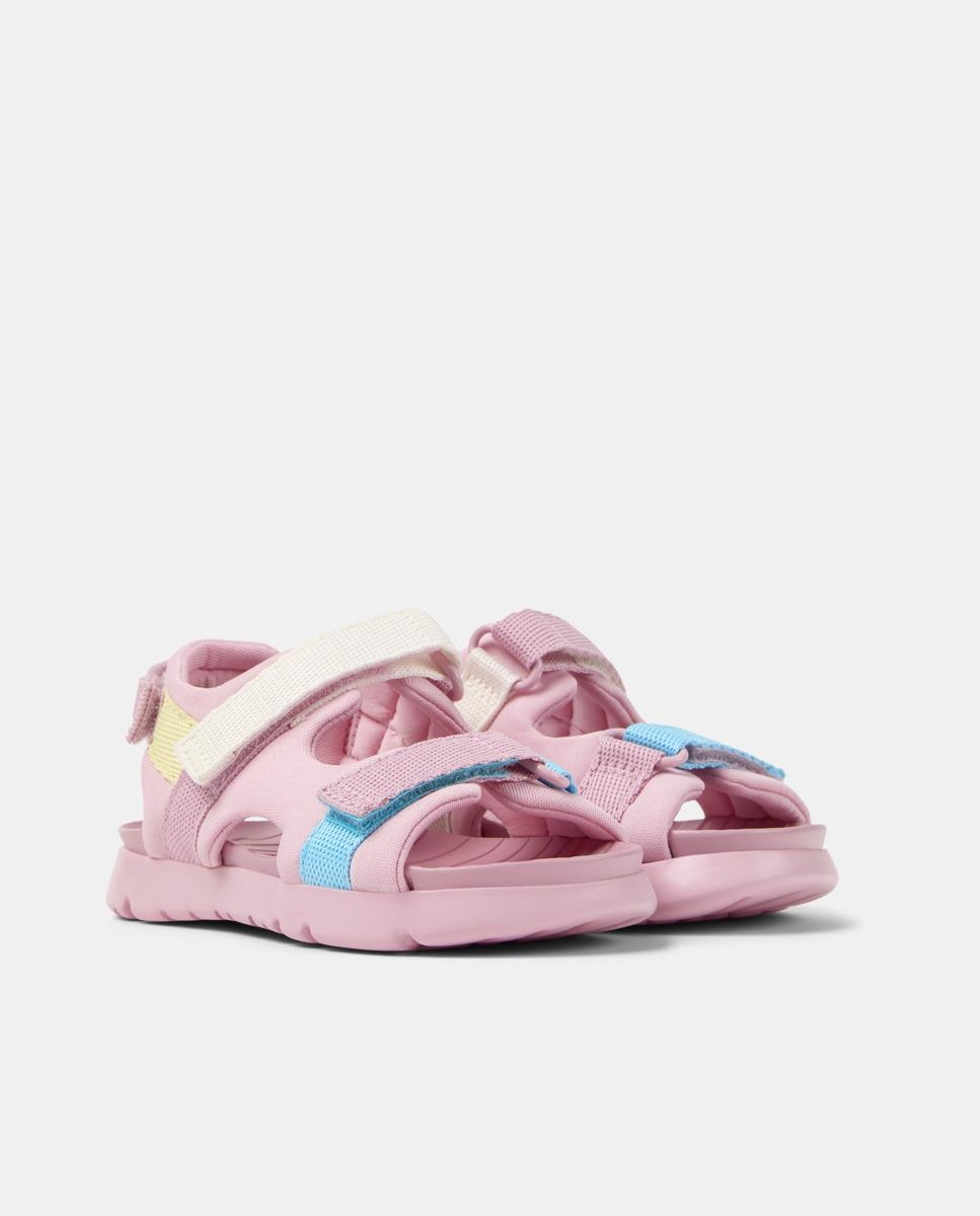 Sandálias Abertas Infantil Oruga Sandal com Detalhes Assimétricos Camper Rosa-5