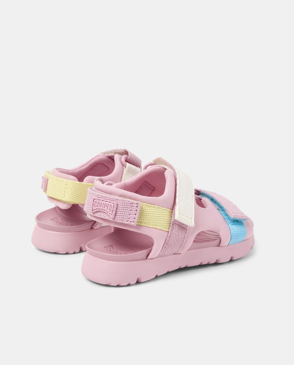 Sandálias Abertas Infantil Oruga Sandal com Detalhes Assimétricos Camper Rosa-3