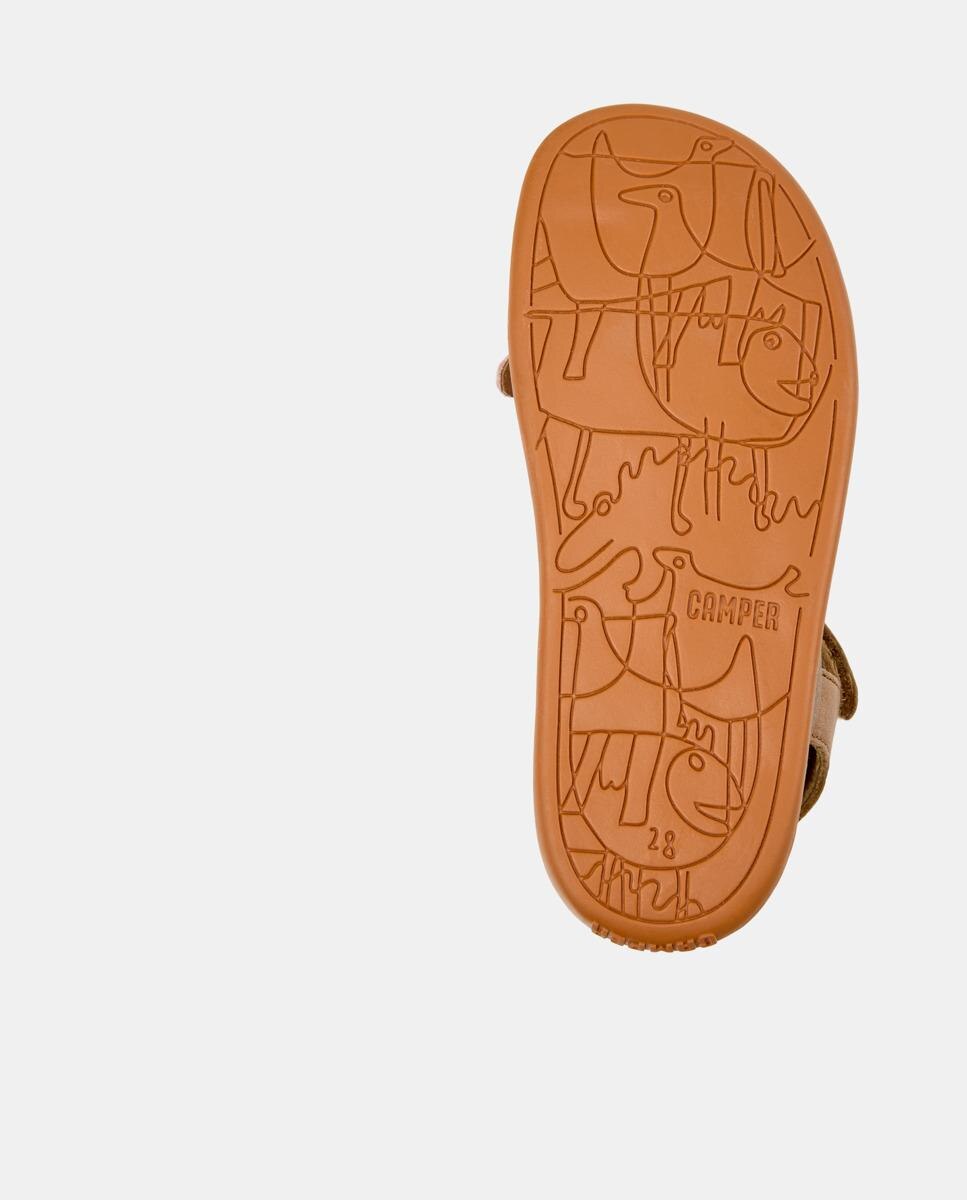 Sandálias Abertas Infantil Bicho com Detalhes Assimétricos Castanho-4