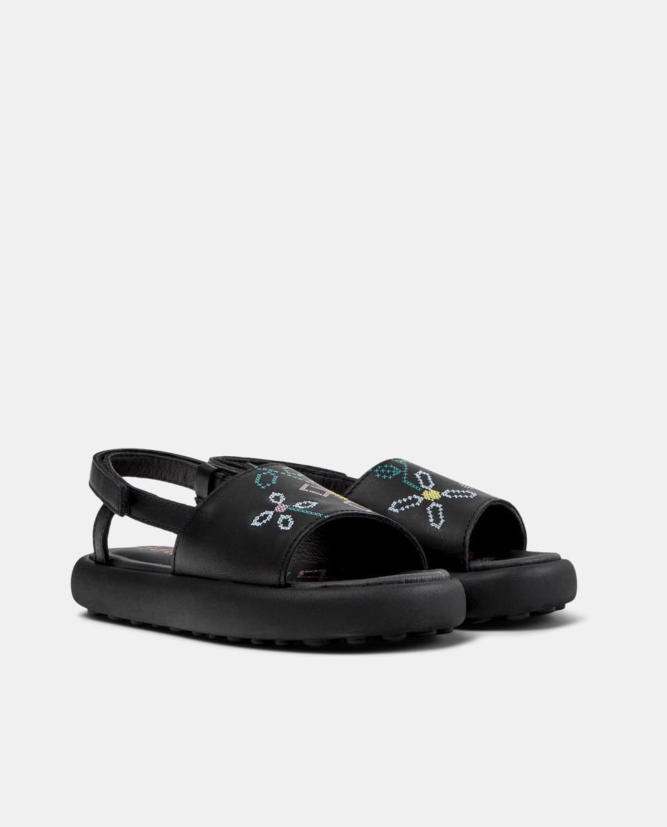 Sandálias Abertas Tws com Detalhes Assimétricos Camper Preto-5