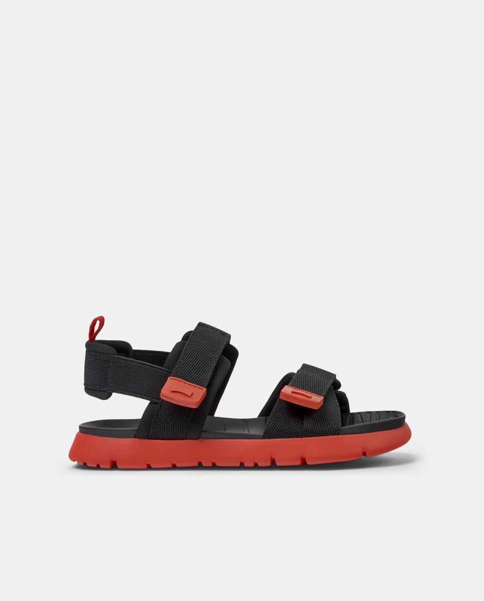Sandálias Infantil Oruga com Velcro Preto / Laranja-1