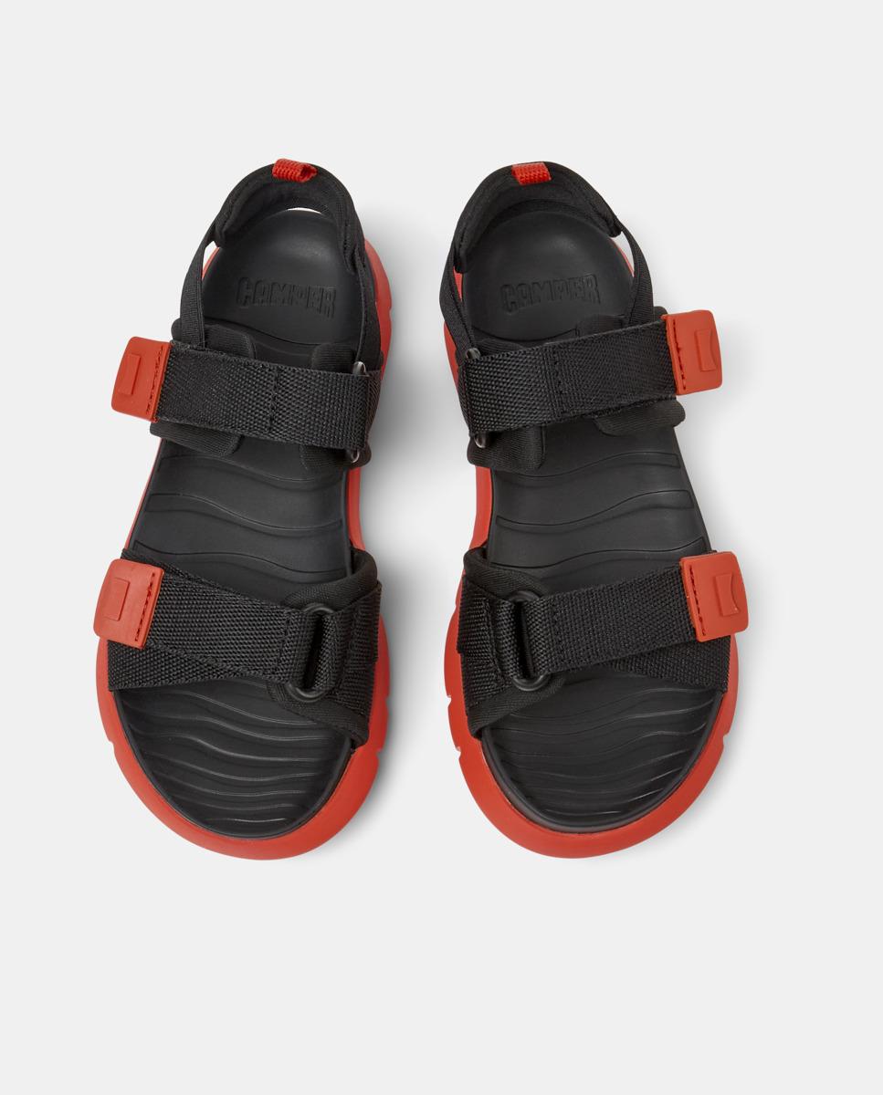 Sandálias Infantil Oruga com Velcro Preto / Laranja-2