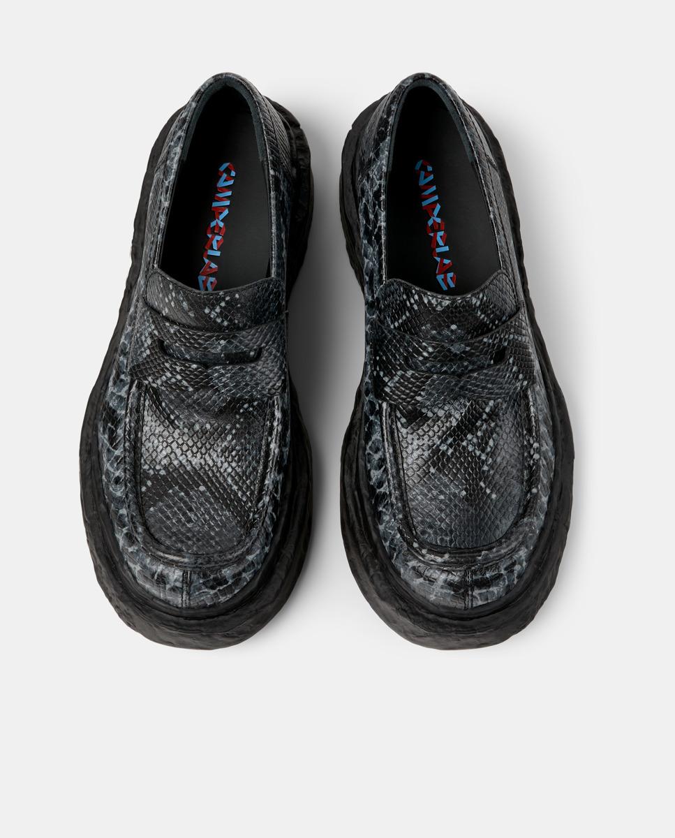 Mocassins de Pele com Biqueira Redonda Cinzento-escuro-2