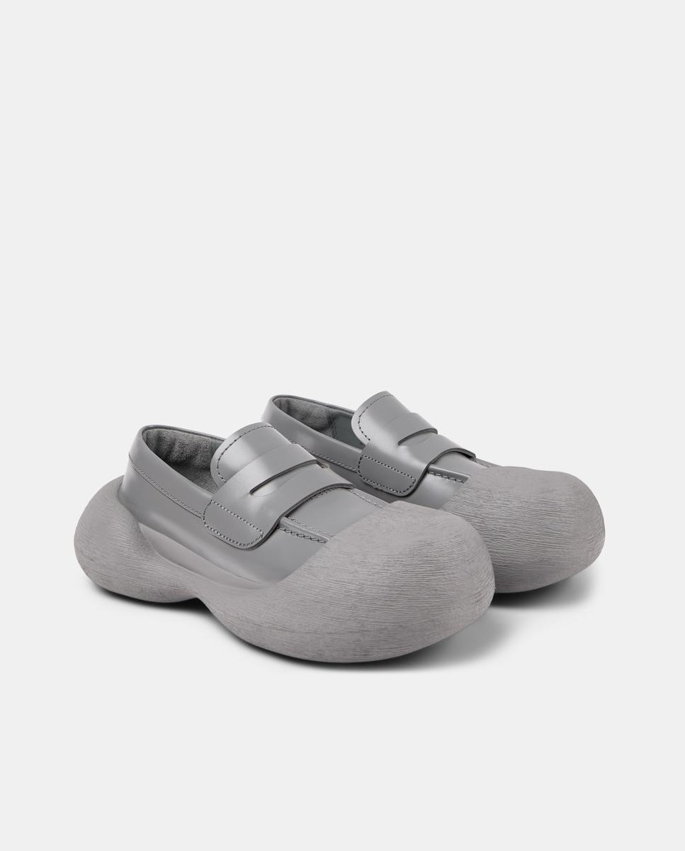 Mocassins de Pele com Biqueira Redonda Cinzento-5