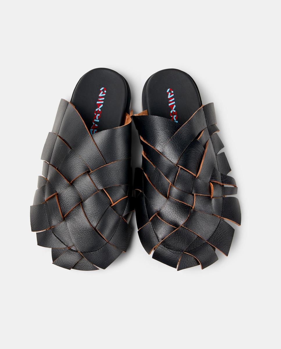 Sandálias Fechadas Unissexo com Tiras em Preto Preto / Laranja-2