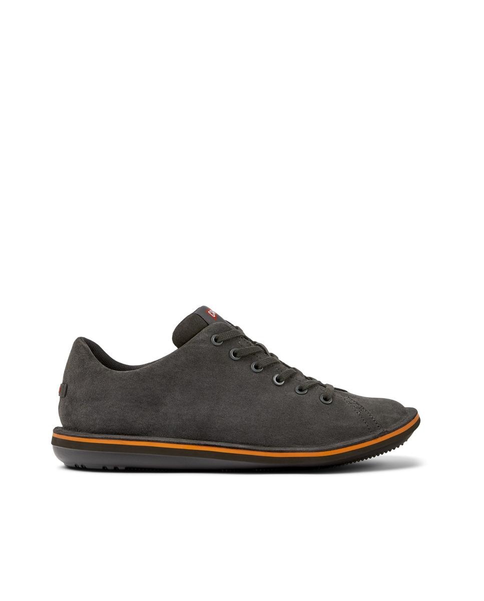 Sapatilhas de Pele Beetle Lisas com Atacadores Cinzento-1
