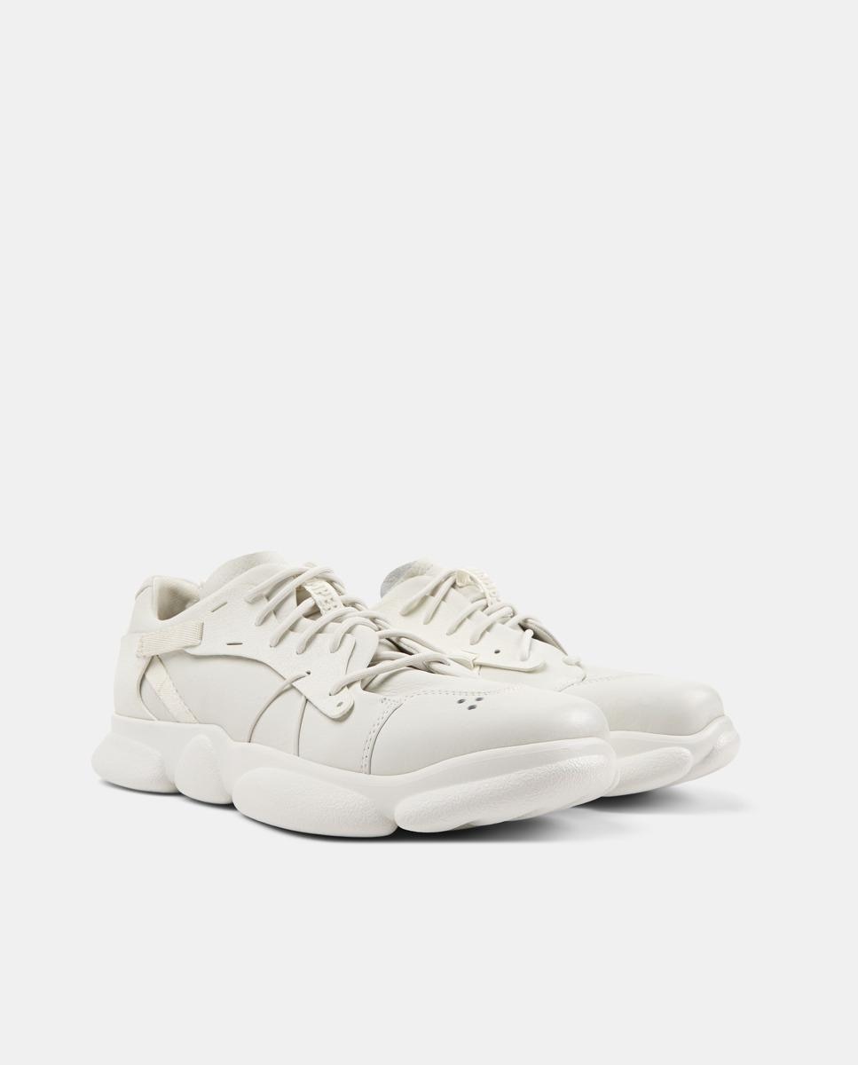 Sapatilhas de Pele Karst Lisas com Atacadores Branco-2