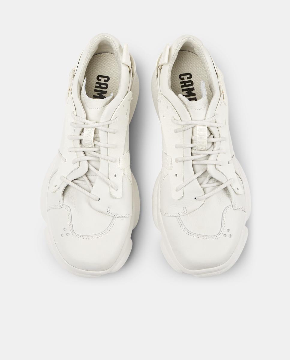 Sapatilhas de Pele Karst Lisas com Atacadores Branco-3