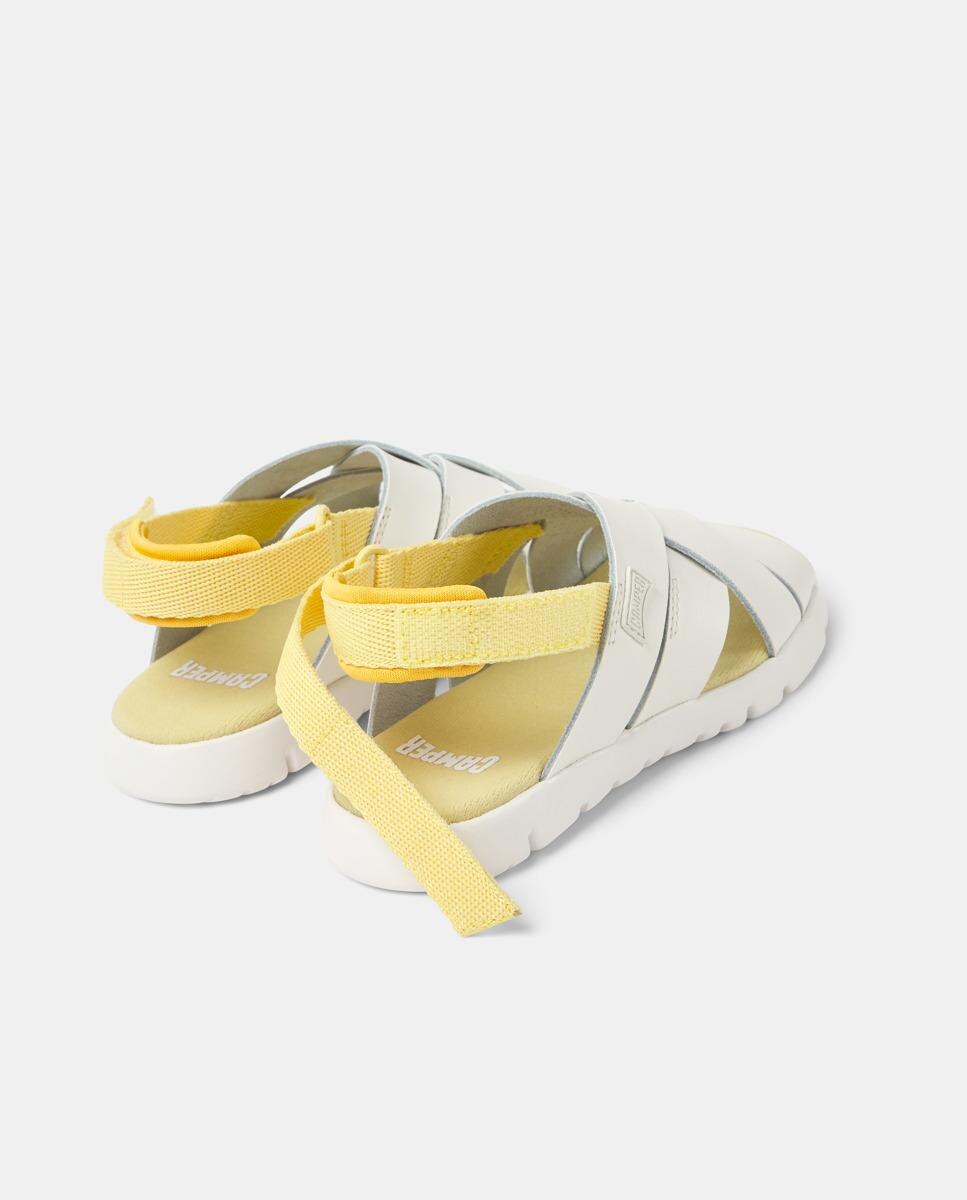 Sandálias Infantil em Pele com Tiras Cruzadas Camper Branco-5