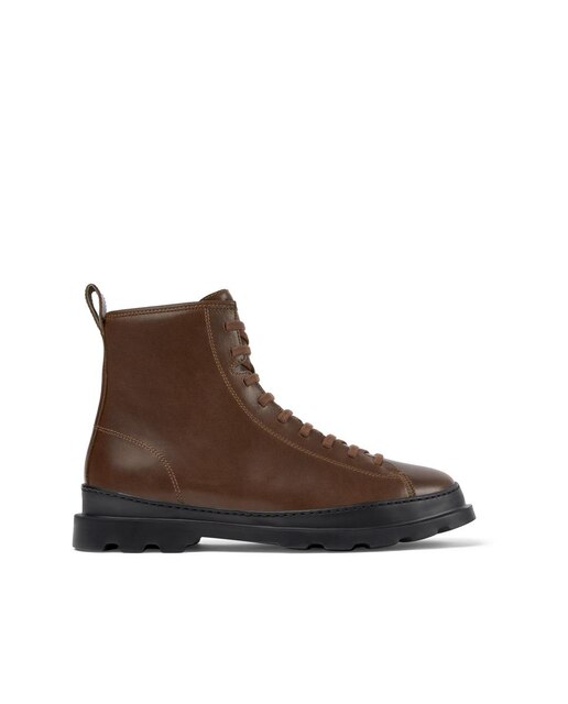 Botas em Pele com Cordões e Fecho de Correr