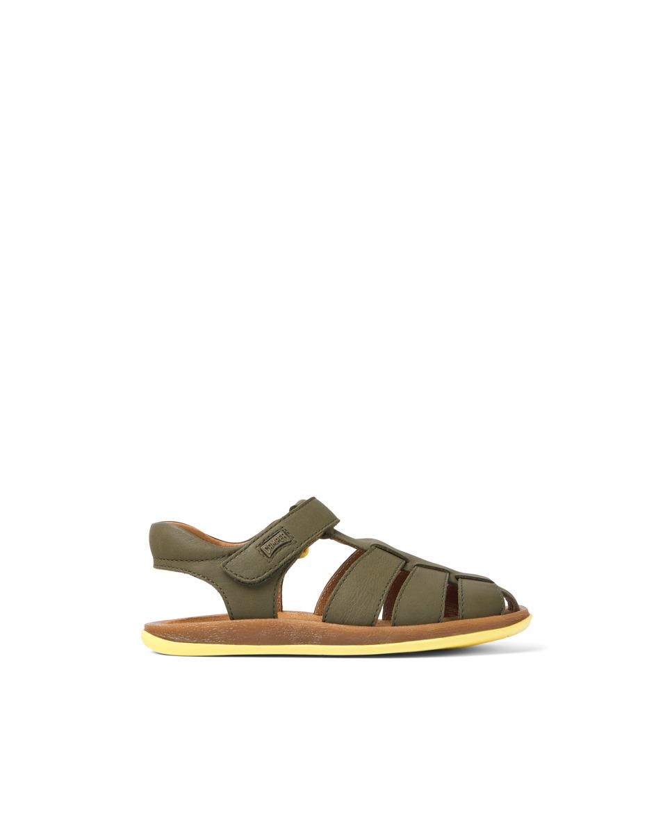 Sandálias Infantil em Pele com Velcro Verde-1