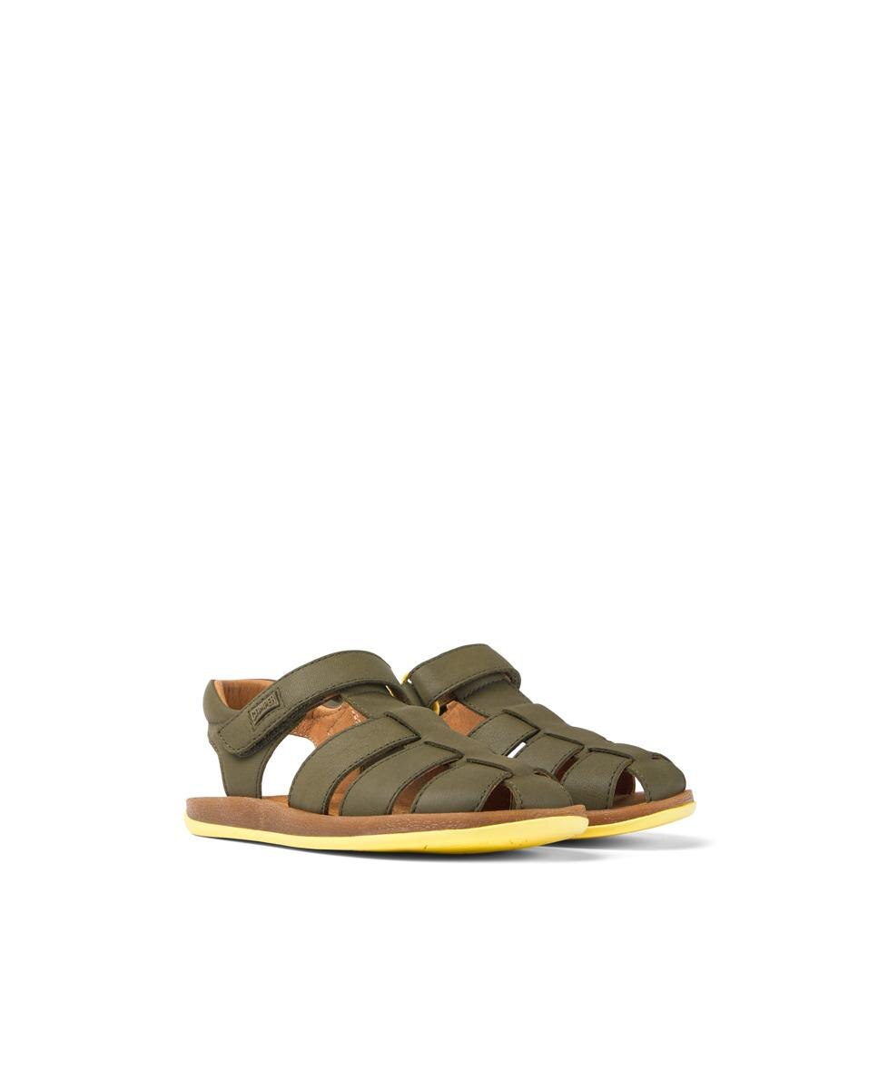 Sandálias Infantil em Pele com Velcro Verde-2