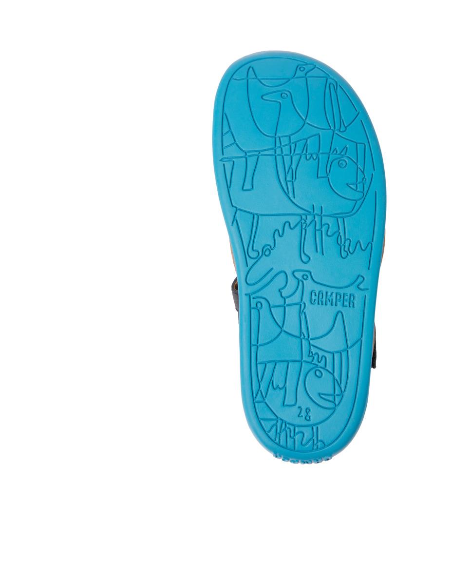 Sandálias Infantil em Pele com Velcro Azul-marinho-5