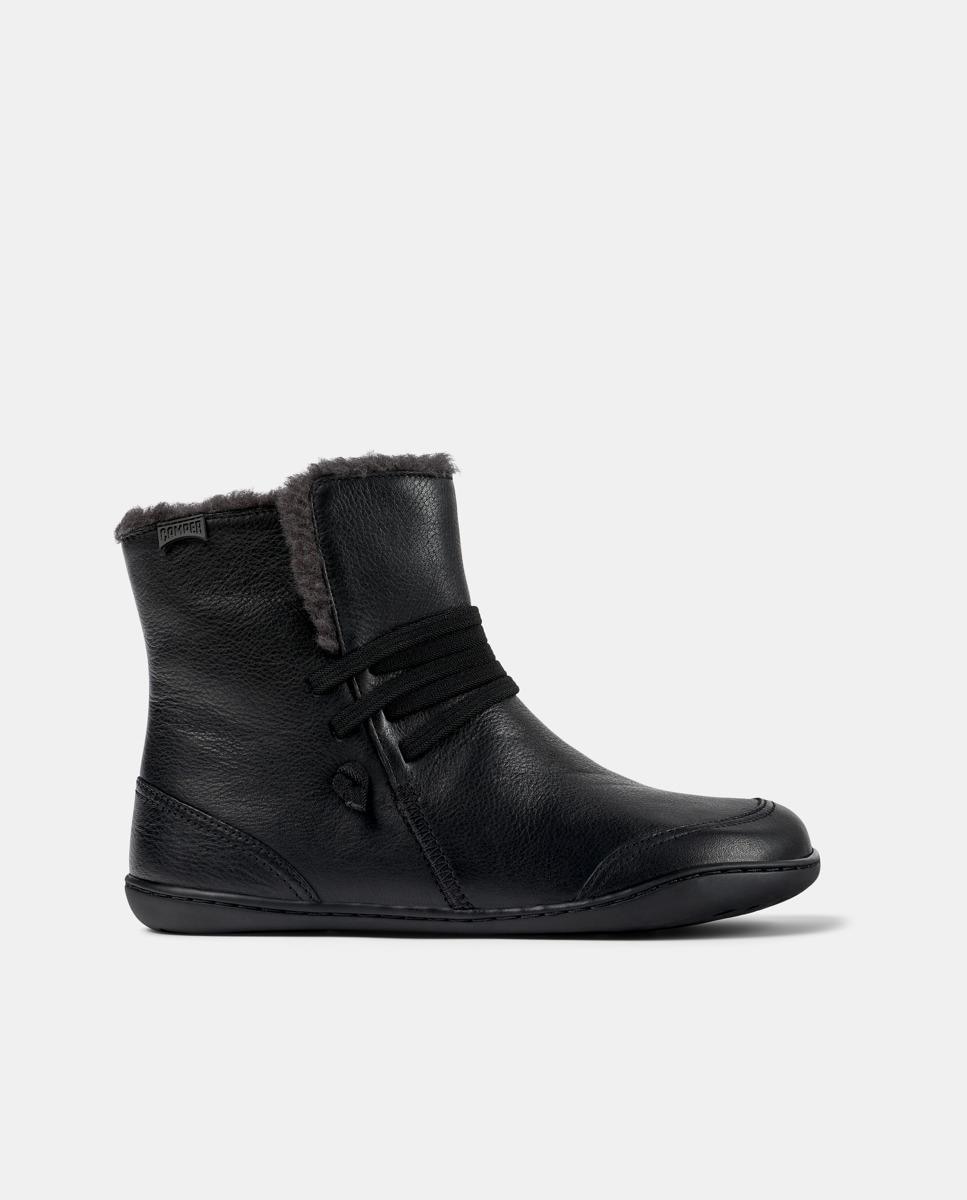 Botins Peu Cami de Pele com Atacadores Preto-1
