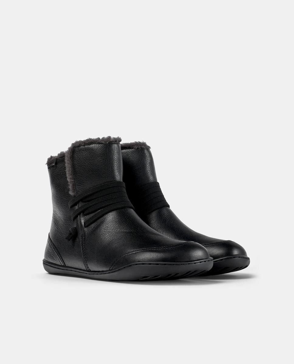 Botins Peu Cami de Pele com Atacadores Preto-2