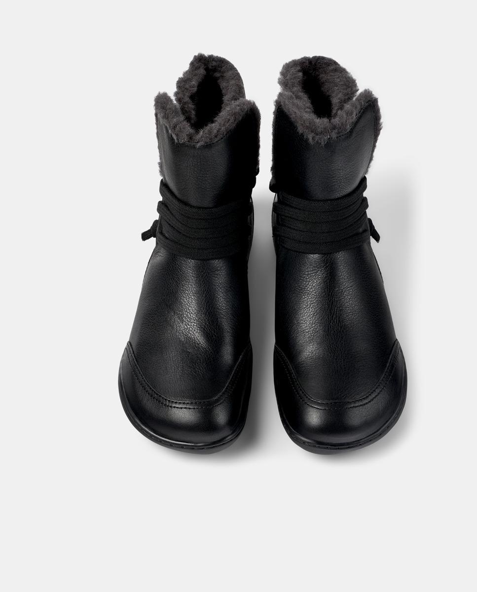 Botins Peu Cami de Pele com Atacadores Preto-3