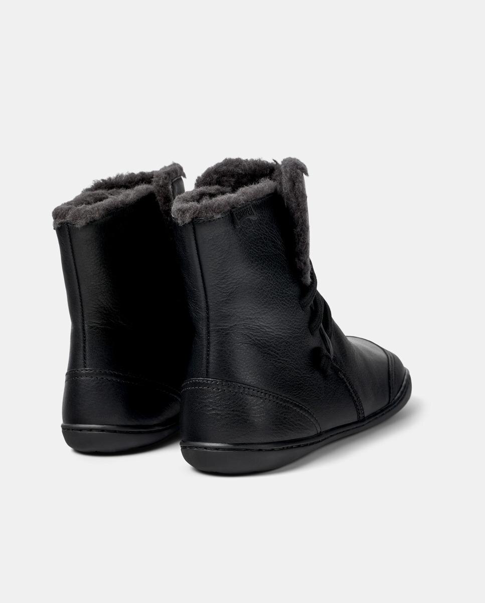 Botins Peu Cami de Pele com Atacadores Preto-5