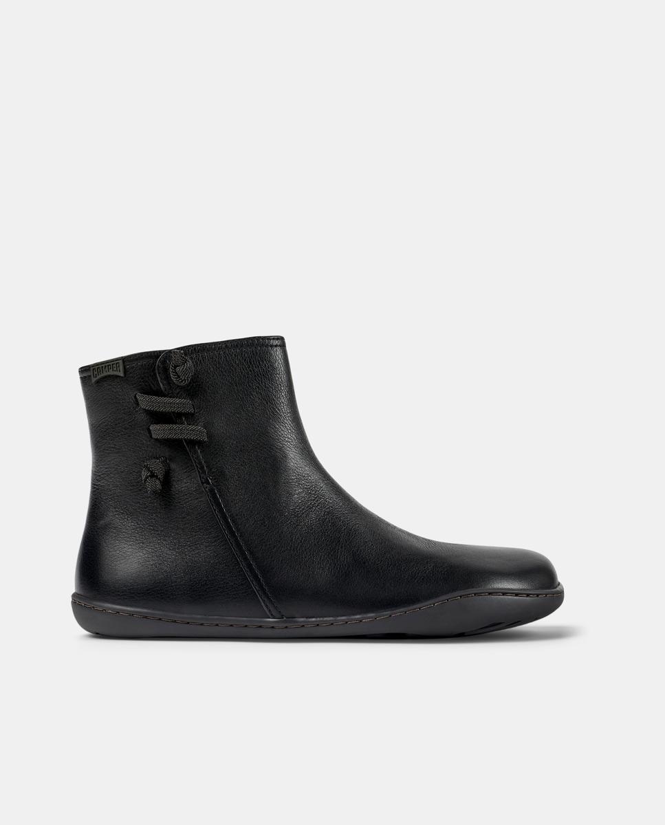 Botins Peu Cami de Pele com Atacadores Preto-1